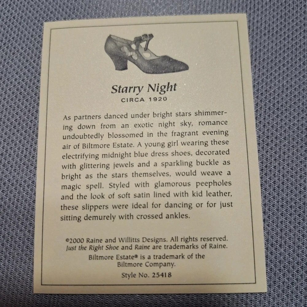 Just the Right Shoe By Raine Starry Night Mini‎ Ceramic Blue Shoes Figurine